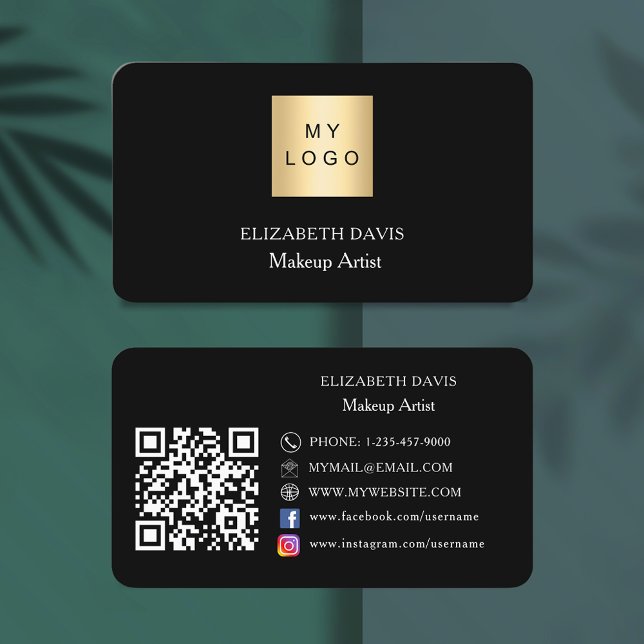 Black logo Qr code social media Business Card (Creator Uploaded)