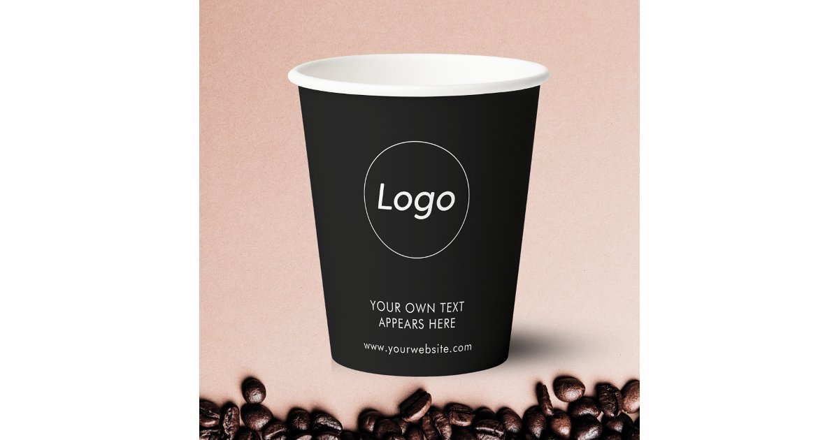 Black Logo Takeaway Coffee Business Paper Cups | Zazzle