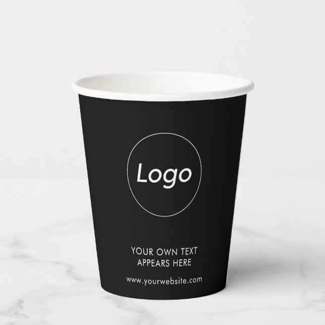 Black Logo Takeaway Coffee Business Paper Cups (Back)