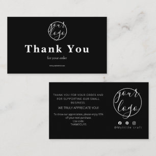 Black Logo Thank You Card Small Business