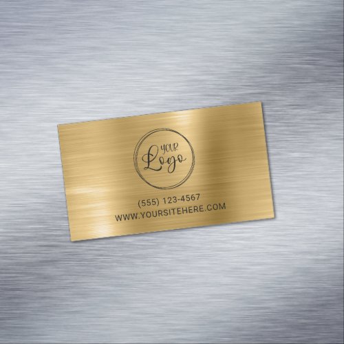 Black Logo with Website URL Gold Foil Business Card Magnet