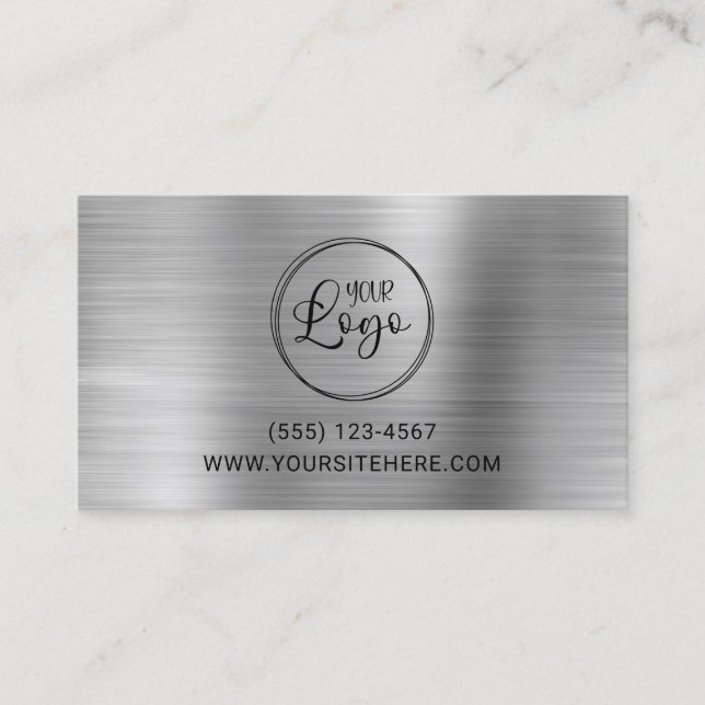 Black Logo with Website URL Silver Foil Business Card (Front)