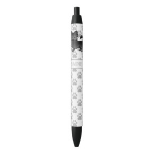 Black Long Coat Chihuahua Cartoon Dog & Name Pen