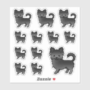 Black Long Coat Chihuahua Cute Cartoon Dogs Sticker