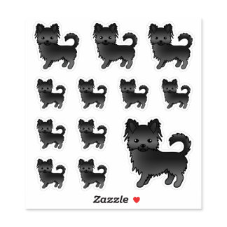 Black Long Coat Chihuahua Cute Cartoon Dogs Sticker