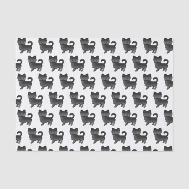 Black Long Coat Chihuahua Cute Dog Pattern Tissue Paper (Front)
