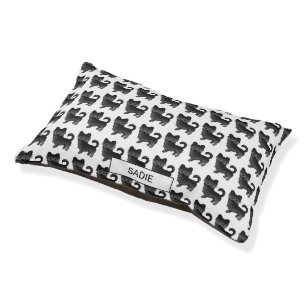 Black Long Coat Chihuahua Dog Pattern & Name Pet Bed