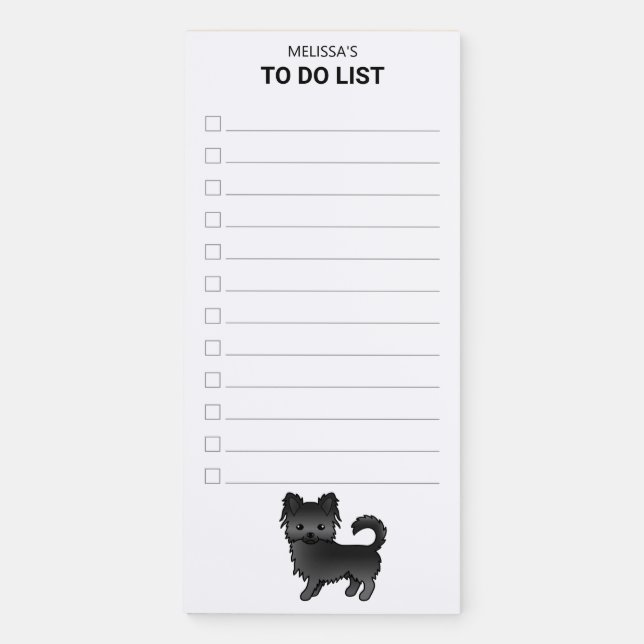 Black Long Coat Chihuahua Dog To Do List Magnetic Notepad (Front)