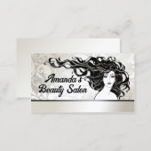 Black Long Curly Hair Woman Beauty Salon Card (Front/Back)