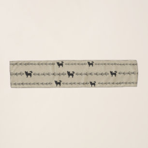 Black Long Hair Chihuahua Silhouette Scarf