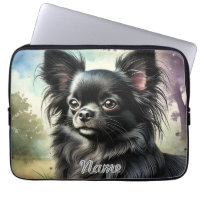 Black Long-Haired Chihuahua in Watercolor