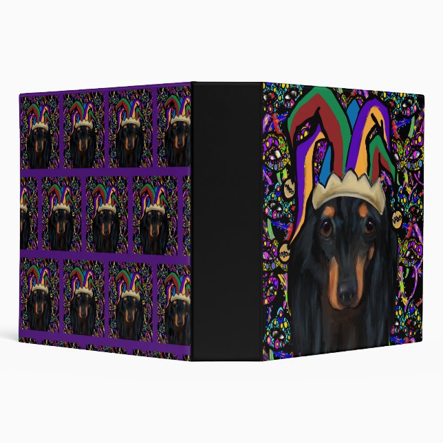Black Long Haired Dachshund       3 Ring Binder (Background)