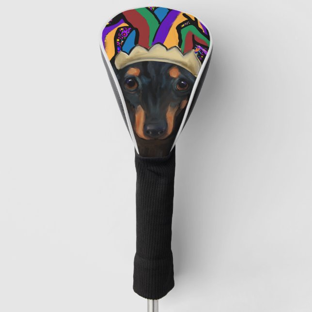 Black Long Haired Dachshund      Golf Head Cover (Front)