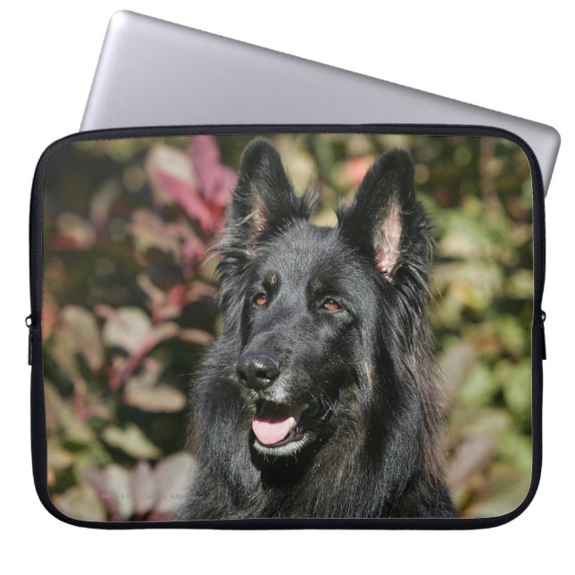 Black Long Haired German Shepherd Laptop Sleeve (Front)