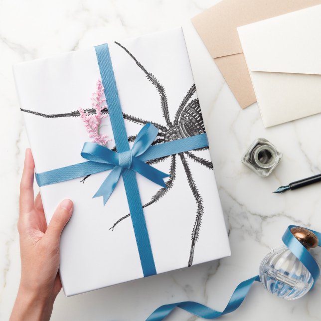 Black Long Leg Spider Creepy Arachnid Wrapping Paper (Creator Uploaded)