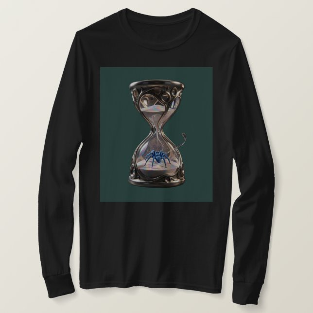 Black long sleeves shirt design with sand watch (Design Front)