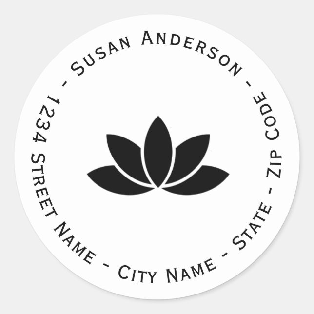 Black Lotus Flower Return Address Label (Front)