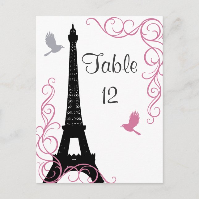 Black Love Birds Table Number (Front)