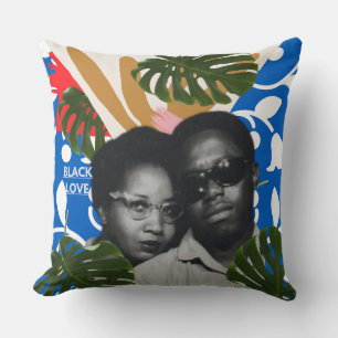 Black Love blue Throw Pillow