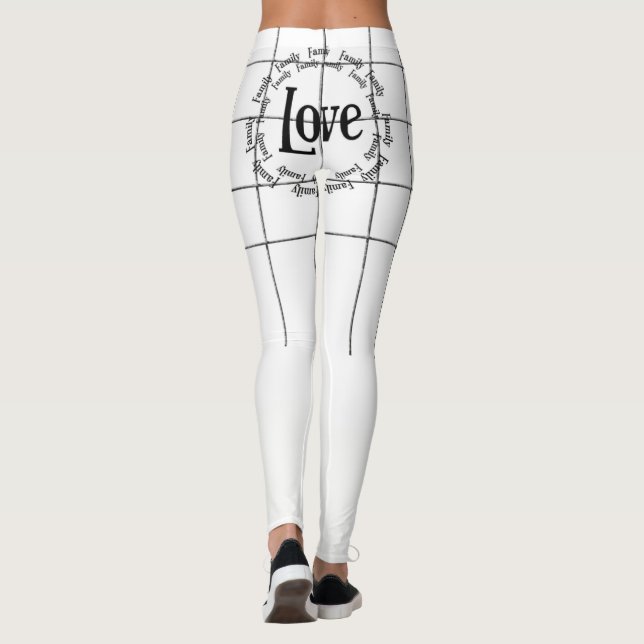 Black Love Family Leggings White  (Back)