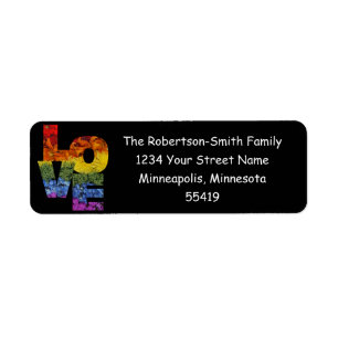Black Love Floral Address Labels