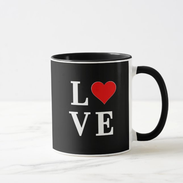 Black LOVE Heart Modern Trendy Mug (Right)