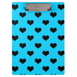 Black Love Heart On Blue Background Clipboard