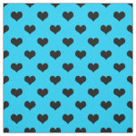 Black Love Heart On Blue Background Fabric