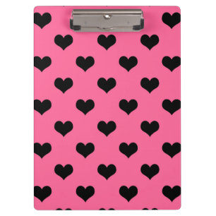 Black Love Heart On Pink Background Clipboard
