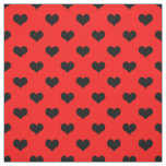 Black Love Heart On Red Background Fabric