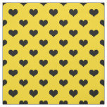 Black Love Heart On Yellow Background Fabric