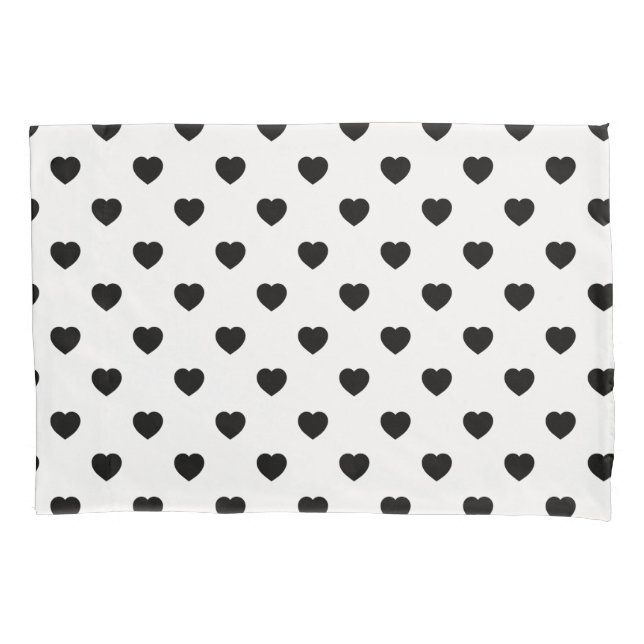 Black Love Hearts White Background Pillow Case (Front)