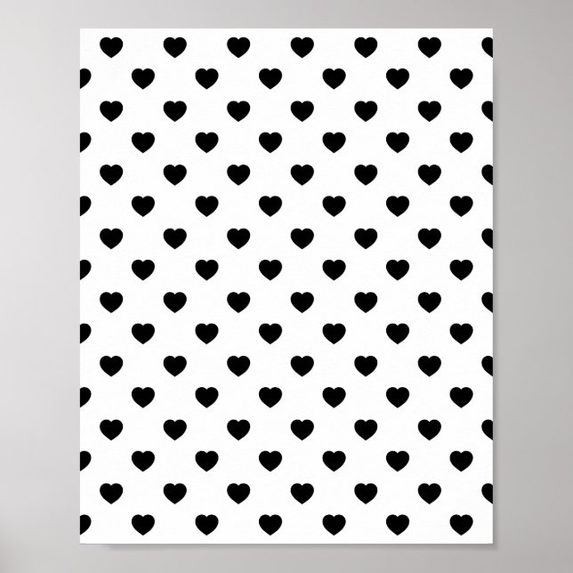 Black Love Hearts White Background Poster (Front)