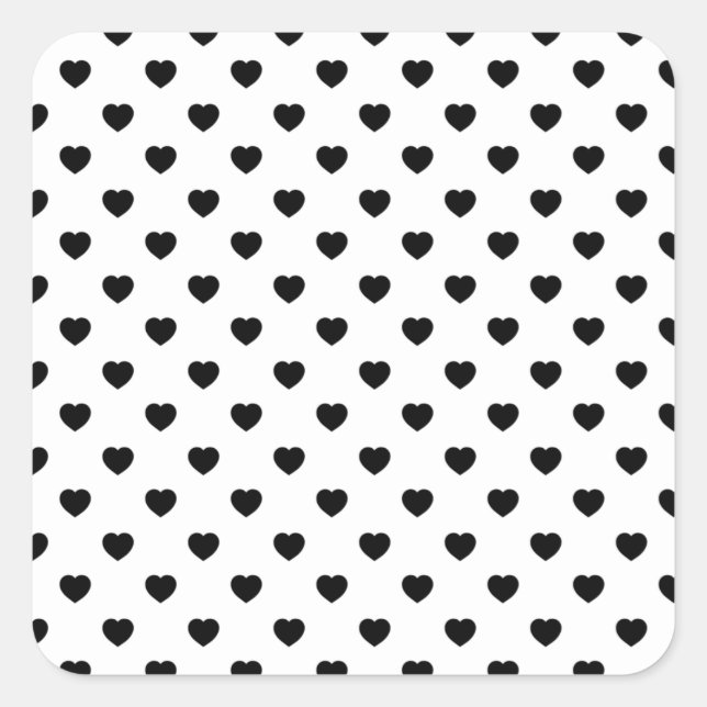 Black Love Hearts White Background Square Sticker (Front)