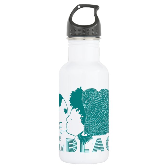 BLACK LOVE in AQUA Water Bottle (Front)