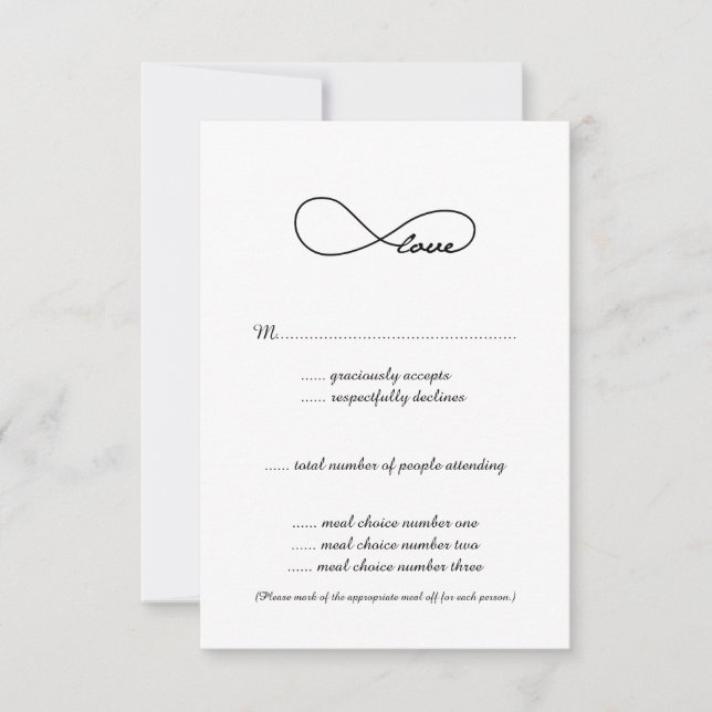 Black Love Infinity Wedding RSVP Cards (Front)
