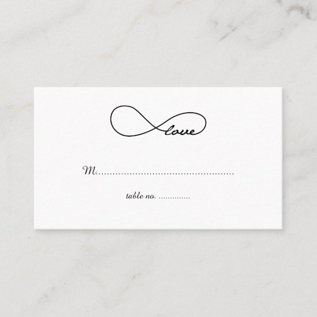 Black Love Infinity Wedding Table Place Cards (Front)