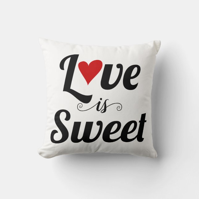 Black Love is Sweet bold typography and red heart Throw Pillow (Front)