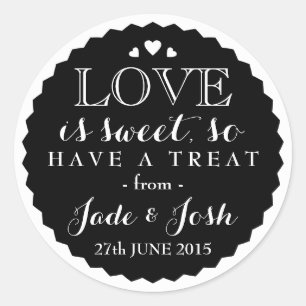 Black Love is Sweet Bottle Cap Style Favor Classic Round Sticker