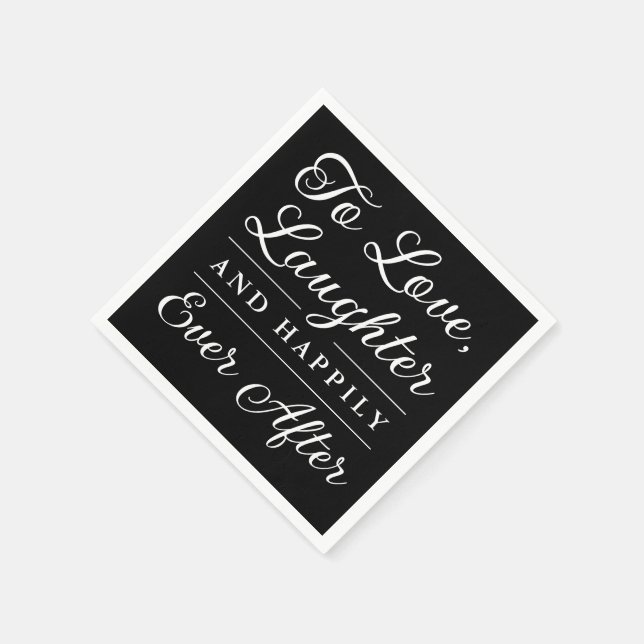 Black Love Laughter And Happily Ever After Wedding Napkins (Corner)