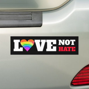 Black Love Not Hate Rainbow Heart Bold Graphic Bumper Sticker