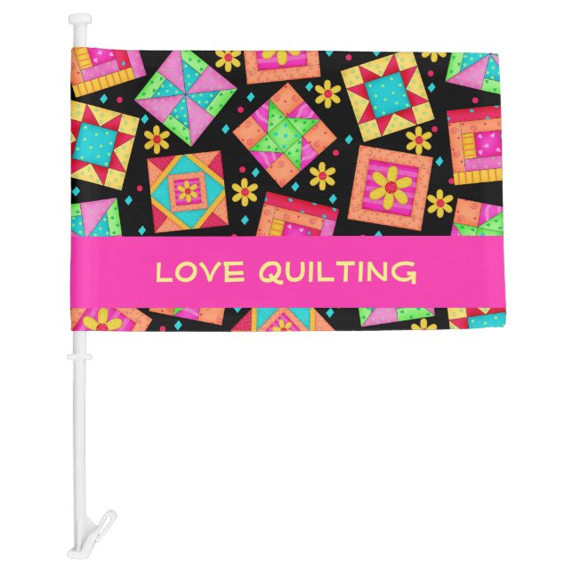 Black Love Quilting Patchwork Quilt Blocks Custom Car Flag (Front)