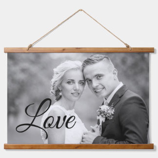 Black Love script typography wedding photo Hanging Tapestry