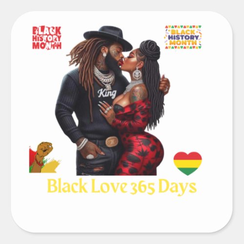 Black Love Square Sticker
