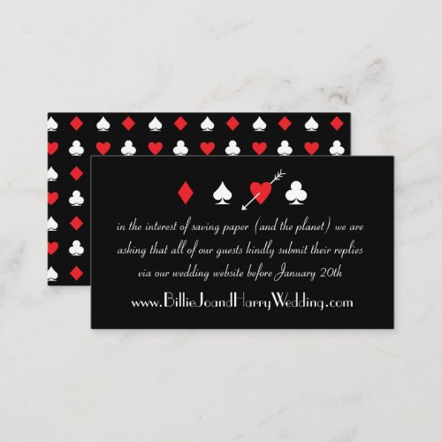 Black Love Struck Casino Wedding Online RSVP Card