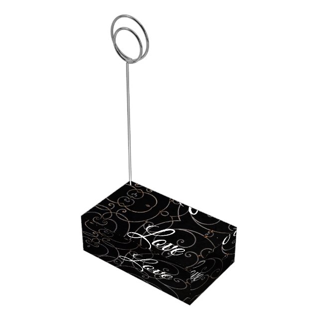Black "Love" Table Number Card Holder for Wedding (Corner)