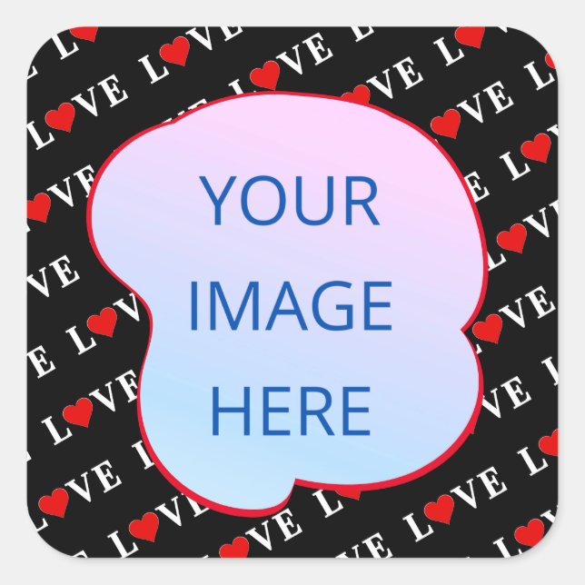 Black LOVE Trendy Black and White Square Sticker (Front)
