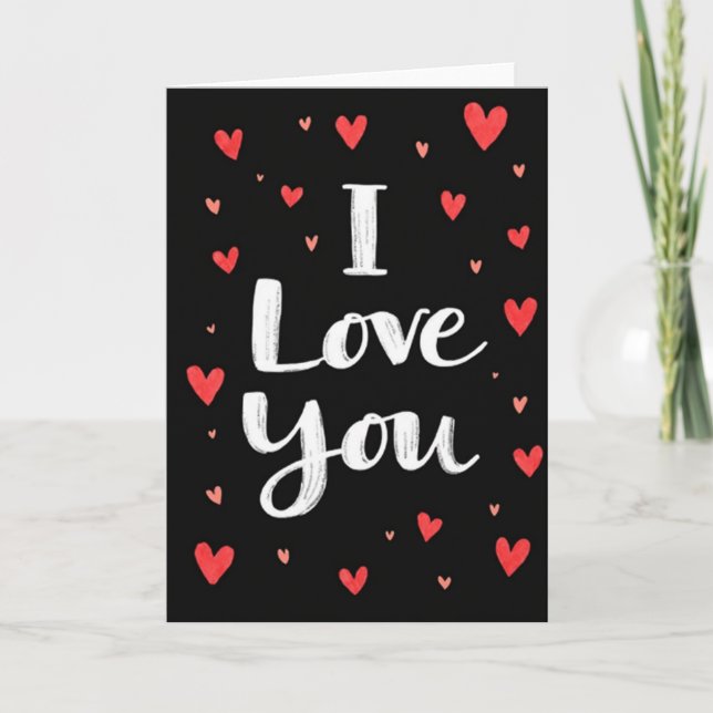 Black Love You Hearts Card (Front)