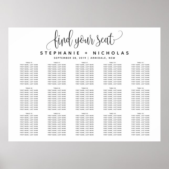 Black Lovely Script Typography Wedding Poster (Front)