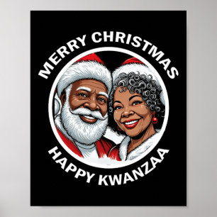 Black Loving Santa Claus And Mrs. Claus Christmas  Poster